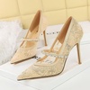 image:imageHee grand Women Sexy Pointed Toe Lace High Heels Comfort Work Pumps Ladies Stilettos Bridal Dress Shoes for WeddingZrhinestone Champagne