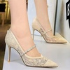 image:imageHee grand Women Sexy Pointed Toe Lace High Heels Comfort Work Pumps Ladies Stilettos Bridal Dress Shoes for WeddingZrhinestone Champagne