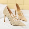image:imageHee grand Women Sexy Pointed Toe Lace High Heels Comfort Work Pumps Ladies Stilettos Bridal Dress Shoes for WeddingZrhinestone Champagne