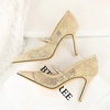 image:imageHee grand Women Sexy Pointed Toe Lace High Heels Comfort Work Pumps Ladies Stilettos Bridal Dress Shoes for WeddingZrhinestone Champagne