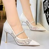 image:imageHee grand Women Sexy Pointed Toe Lace High Heels Comfort Work Pumps Ladies Stilettos Bridal Dress Shoes for WeddingZrhinestone White
