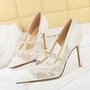 image:imageHee grand Women Sexy Pointed Toe Lace High Heels Comfort Work Pumps Ladies Stilettos Bridal Dress Shoes for WeddingZrhinestone White