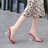 image:imageHee grand Women Summer Clear Heels SlideSandals Transparent Peep Toe Stiletto Wedding Party Dress ShoesRed