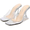 image:imageHee grand Women Summer Clear Heels SlideSandals Transparent Peep Toe Stiletto Wedding Party Dress ShoesSilver