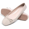 image:imageHee grand Womens Ballet Flats Bowknot Square Toe Dressy Flat Shoes for Casual Work Comfort Slip On FlatsPatent Leatherapricot