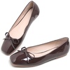 image:imageHee grand Womens Ballet Flats Bowknot Square Toe Dressy Flat Shoes for Casual Work Comfort Slip On FlatsPatent Leatherbrown