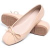 image:imageHee grand Womens Ballet Flats Bowknot Square Toe Dressy Flat Shoes for Casual Work Comfort Slip On FlatsPatent Leatherkhaki