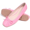 image:imageHee grand Womens Ballet Flats Bowknot Square Toe Dressy Flat Shoes for Casual Work Comfort Slip On FlatsPatent Leatherpeach Red