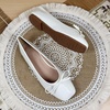 image:imageHee grand Womens Ballet Flats Bowknot Square Toe Dressy Flat Shoes for Casual Work Comfort Slip On FlatsPatent Leatherwhite