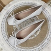 image:imageHee grand Womens Ballet Flats Bowknot Square Toe Dressy Flat Shoes for Casual Work Comfort Slip On FlatsPatent Leatherwhite Gray