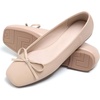 image:imageHee grand Womens Ballet Flats Bowknot Square Toe Dressy Flat Shoes for Casual Work Comfort Slip On FlatsPukhaki
