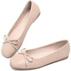 image:imageHee grand Womens Ballet Flats Bowknot Square Toe Dressy Flat Shoes for Casual Work Comfort Slip On FlatsPukhaki