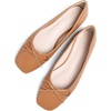 image:imageHee grand Womens Ballet Flats Bowknot Square Toe Dressy Flat Shoes for Casual Work Comfort Slip On FlatsPulight Brown