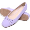 image:imageHee grand Womens Ballet Flats Bowknot Square Toe Dressy Flat Shoes for Casual Work Comfort Slip On FlatsPuviolet