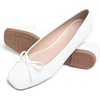 image:imageHee grand Womens Ballet Flats Bowknot Square Toe Dressy Flat Shoes for Casual Work Comfort Slip On FlatsPuwhite