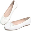 image:imageHee grand Womens Ballet Flats Bowknot Square Toe Dressy Flat Shoes for Casual Work Comfort Slip On FlatsPuwhite