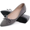 image:imageHee grand Womens BowKnot Ballet Flats Classic Pointy Toe Shallow Flats Casual SlipOn Loafers Comfort Walking Flats Faux Suede Dressy ShoesGrey