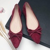 image:imageHee grand Womens BowKnot Ballet Flats Classic Pointy Toe Shallow Flats Casual SlipOn Loafers Comfort Walking Flats Faux Suede Dressy ShoesWine Red