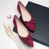 image:imageHee grand Womens BowKnot Ballet Flats Classic Pointy Toe Shallow Flats Casual SlipOn Loafers Comfort Walking Flats Faux Suede Dressy ShoesWine Red