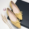 image:imageHee grand Womens BowKnot Ballet Flats Classic Pointy Toe Shallow Flats Casual SlipOn Loafers Comfort Walking Flats Faux Suede Dressy ShoesYellow