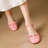 image:imageHee grand Womens Bowknot Chunky Block Heels Closed Square Toe Dress Shoes Comfortable Office Sandals Big SizePink