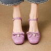 image:imageHee grand Womens Bowknot Chunky Block Heels Closed Square Toe Dress Shoes Comfortable Office Sandals Big SizePurple