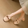 image:imageHee grand Womens Bowknot Chunky Block Mary Jane Shoes Closed Square Toe Slingback Sandals Comfortable Dress Shoes Big SizeApricot