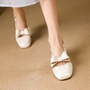 image:imageHee grand Womens Bowknot Chunky Block Mary Jane Shoes Closed Square Toe Slingback Sandals Comfortable Dress Shoes Big SizeBeige