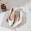 image:imageHee grand Womens Classic Pointed Toe Heel Pumps Fashion Candy Colors Patent Leather Heels Comfortable Mid Heel Work Shoes Stiletto Wedding Dress Shoes209white