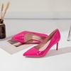 image:imageHee grand Womens Classic Pointed Toe Heel Pumps Fashion Candy Colors Patent Leather Heels Comfortable Mid Heel Work Shoes Stiletto Wedding Dress Shoes209rose