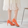 image:imageHee grand Womens Classic Pointed Toe Heel Pumps Fashion Candy Colors Patent Leather Heels Comfortable Mid Heel Work Shoes Stiletto Wedding Dress Shoes209orange