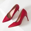 image:imageHee grand Womens Classic Pointed Toe Heel Pumps Fashion Candy Colors Patent Leather Heels Comfortable Mid Heel Work Shoes Stiletto Wedding Dress Shoes210red
