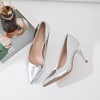 image:imageHee grand Womens Classic Pointed Toe Heel Pumps Fashion Candy Colors Patent Leather Heels Comfortable Mid Heel Work Shoes Stiletto Wedding Dress Shoes211sliver