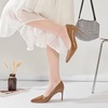 image:imageHee grand Womens Classic Pointed Toe Heel Pumps Fashion Candy Colors Patent Leather Heels Comfortable Mid Heel Work Shoes Stiletto Wedding Dress Shoes209brown