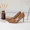 image:imageHee grand Womens Classic Pointed Toe Heel Pumps Fashion Candy Colors Patent Leather Heels Comfortable Mid Heel Work Shoes Stiletto Wedding Dress Shoes209brown