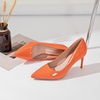 image:imageHee grand Womens Classic Pointed Toe Heel Pumps Fashion Candy Colors Patent Leather Heels Comfortable Mid Heel Work Shoes Stiletto Wedding Dress Shoes209orange