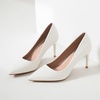 image:imageHee grand Womens Classic Pointed Toe Heel Pumps Fashion Candy Colors Patent Leather Heels Comfortable Mid Heel Work Shoes Stiletto Wedding Dress Shoes210white