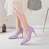 image:imageHee grand Womens Classic Pointed Toe Heel Pumps Fashion Candy Colors Patent Leather Heels Comfortable Mid Heel Work Shoes Stiletto Wedding Dress Shoes209purple