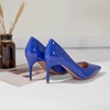 image:imageHee grand Womens Classic Pointed Toe Heel Pumps Fashion Candy Colors Patent Leather Heels Comfortable Mid Heel Work Shoes Stiletto Wedding Dress Shoes209blue
