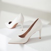 image:imageHee grand Womens Classic Pointed Toe Heel Pumps Fashion Candy Colors Patent Leather Heels Comfortable Mid Heel Work Shoes Stiletto Wedding Dress Shoes210white