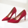 image:imageHee grand Womens Classic Pointed Toe Heel Pumps Fashion Candy Colors Patent Leather Heels Comfortable Mid Heel Work Shoes Stiletto Wedding Dress Shoes210red