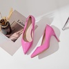 image:imageHee grand Womens Classic Pointed Toe Heel Pumps Fashion Candy Colors Patent Leather Heels Comfortable Mid Heel Work Shoes Stiletto Wedding Dress Shoes209pink
