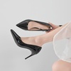 image:imageHee grand Womens Classic Pointed Toe Heel Pumps Fashion Candy Colors Patent Leather Heels Comfortable Mid Heel Work Shoes Stiletto Wedding Dress Shoes209black