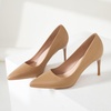 image:imageHee grand Womens Classic Pointed Toe Heel Pumps Fashion Candy Colors Patent Leather Heels Comfortable Mid Heel Work Shoes Stiletto Wedding Dress Shoes210brown