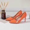 image:imageHee grand Womens Classic Pointed Toe Heel Pumps Fashion Candy Colors Patent Leather Heels Comfortable Mid Heel Work Shoes Stiletto Wedding Dress Shoes209orange