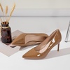 image:imageHee grand Womens Classic Pointed Toe Heel Pumps Fashion Candy Colors Patent Leather Heels Comfortable Mid Heel Work Shoes Stiletto Wedding Dress Shoes209brown