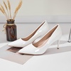 image:imageHee grand Womens Classic Pointed Toe Heel Pumps Fashion Candy Colors Patent Leather Heels Comfortable Mid Heel Work Shoes Stiletto Wedding Dress Shoes209white