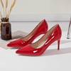 image:imageHee grand Womens Classic Pointed Toe Heel Pumps Fashion Candy Colors Patent Leather Heels Comfortable Mid Heel Work Shoes Stiletto Wedding Dress Shoes209red
