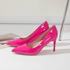 image:imageHee grand Womens Classic Pointed Toe Heel Pumps Fashion Candy Colors Patent Leather Heels Comfortable Mid Heel Work Shoes Stiletto Wedding Dress Shoes209rose