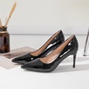 image:imageHee grand Womens Classic Pointed Toe Heel Pumps Fashion Candy Colors Patent Leather Heels Comfortable Mid Heel Work Shoes Stiletto Wedding Dress Shoes209black